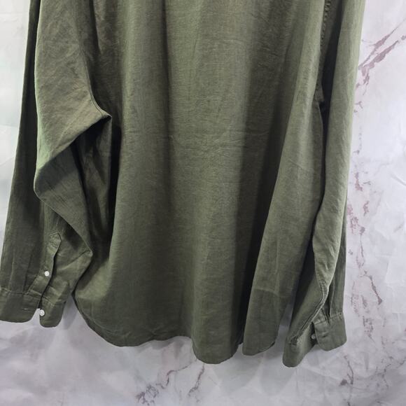 Everlane Shirt Mens 2XL XXL Green Linen Long Sleeve Button Down - Picture 9 of 14